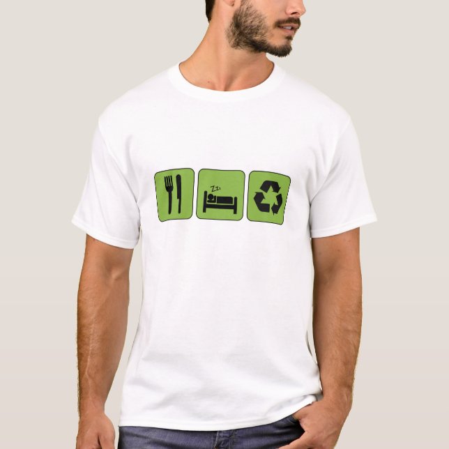 Coma, durma, recicl o t-shirt (Frente)