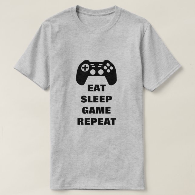 Coma jogos de sono, repita camiseta de gamepad par (Frente do Design)