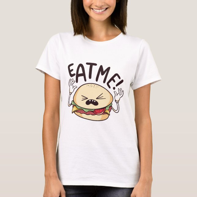 Coma-Me Engraçado Cheeseburger T-Shirt (Frente)