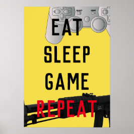 Coma o poster de jogos repetidos de jogos de sono