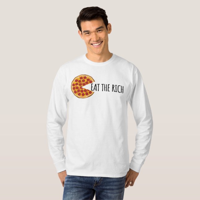 Coma o Rich - Engraçada Camiseta de Pizza Socialis (Frente Completa)