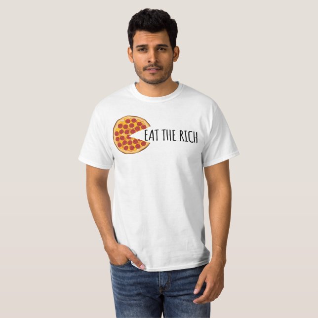 Coma o Rich - Engraçada Camiseta de Pizza Socialis (Frente Completa)