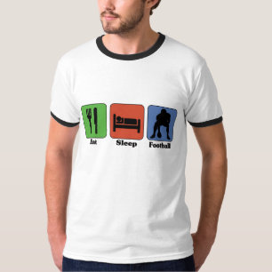 Coma o t-shirt do futebol do sono