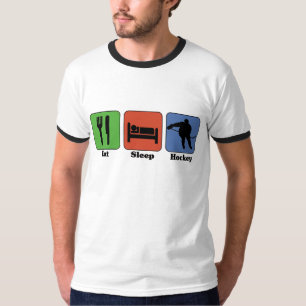 Coma o t-shirt do hóquei do sono