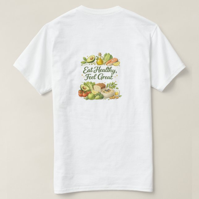 Coma Saudável Sinta-se Ótimo Camiseta Básica Mascu (Verso do Design)