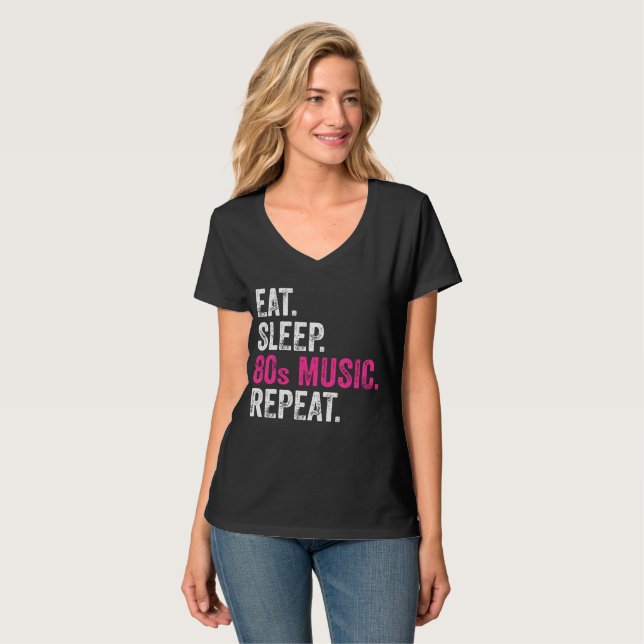 Coma Sleep 80s Music Repeat T-Shirt (Frente Completa)