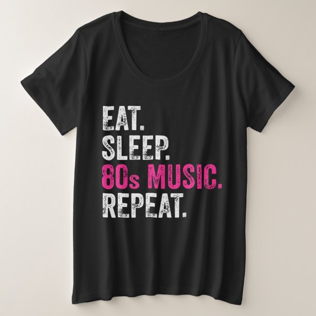Coma Sleep 80s Music Repeat T-Shirt (Frente do Design)