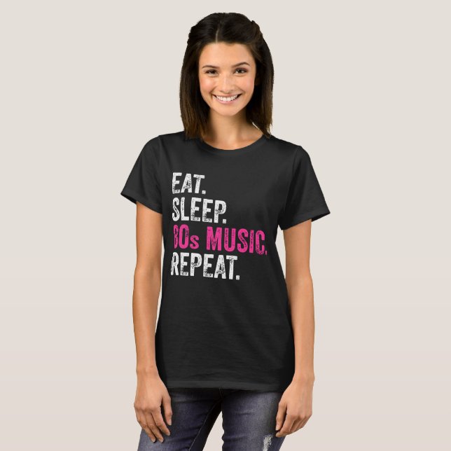 Coma Sleep 80s Music Repeat T-Shirt (Frente Completa)
