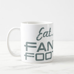 Coma. Sono. Caneca de café do futebol da fantasia