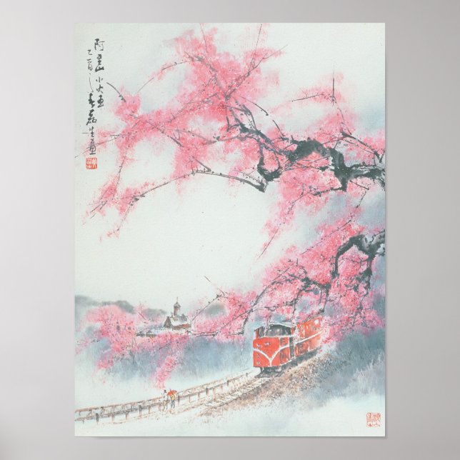 Comboio de corda estreita no Monte Ali Poster (Frente)