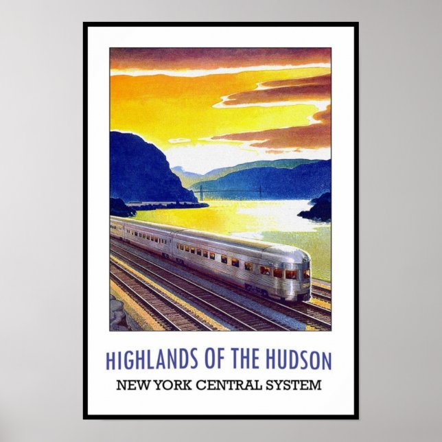 Comboio poster vintage New York Hudson (Frente)