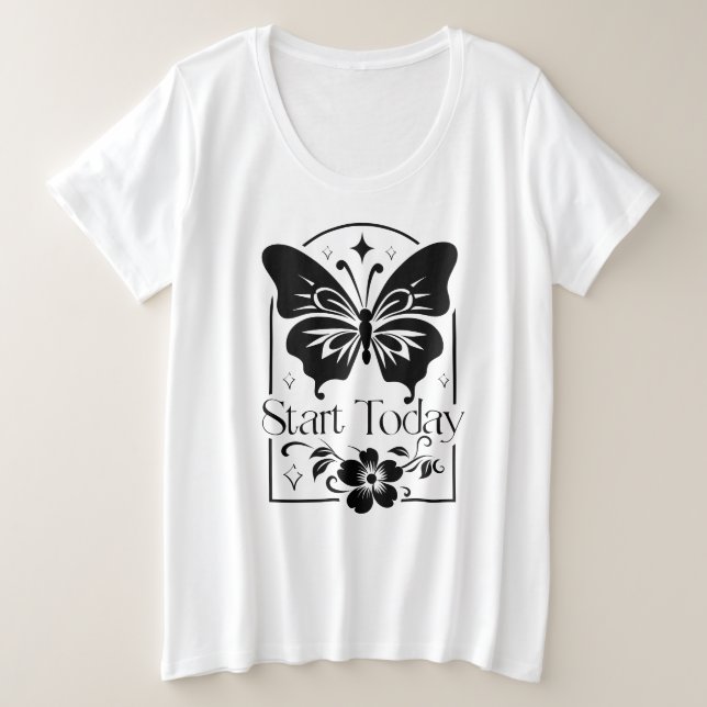 Comece hoje Inspirando borboleta T-Shirt (Frente do Design)