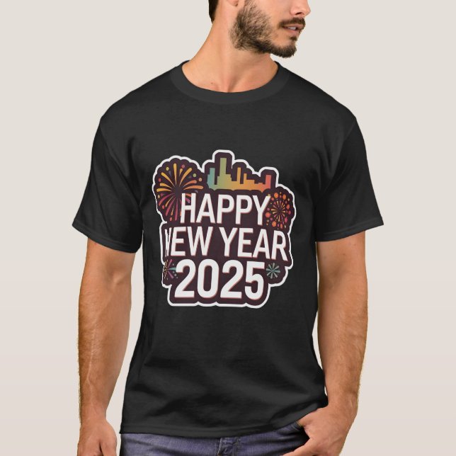 Começos negros Novo ano 2025 Camisa básica masculi (Frente)