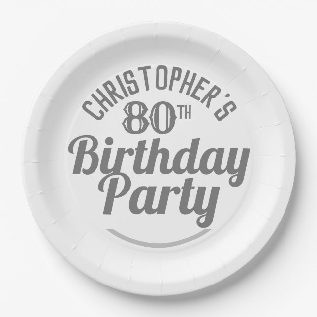Comemoração de 80º Aniversário Pratos de Papel (Frente)