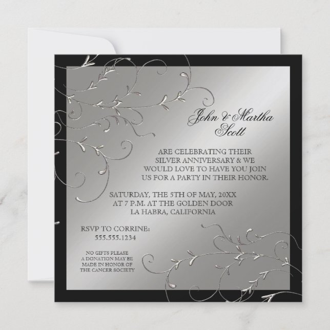 Comemorando 25 anos, Convite de Aniversário de 25  (Frente)