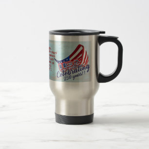 comemorando caneca de viagem com 250 estrelas e li