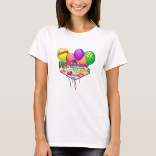 comemorando o aniversário de 21 anos no t-shirt d