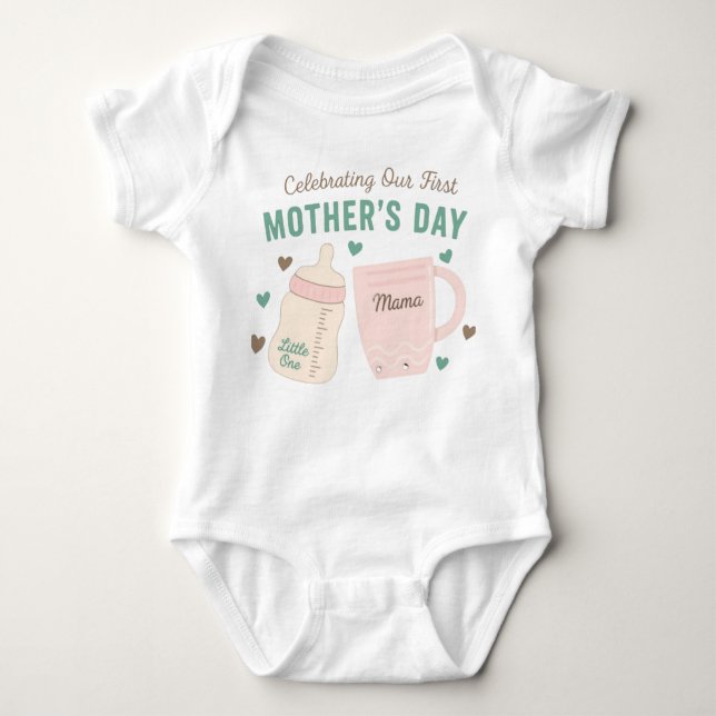 comemorar o primeiro dia da mamãe, bebê T-Shirt (Frente)