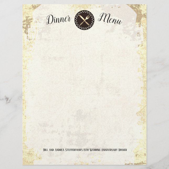 Comendo utensílios vintage catering menu letterhea (Frente)