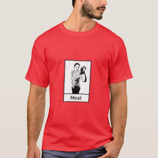 Comensal da carne pelo t-shirt do mandril