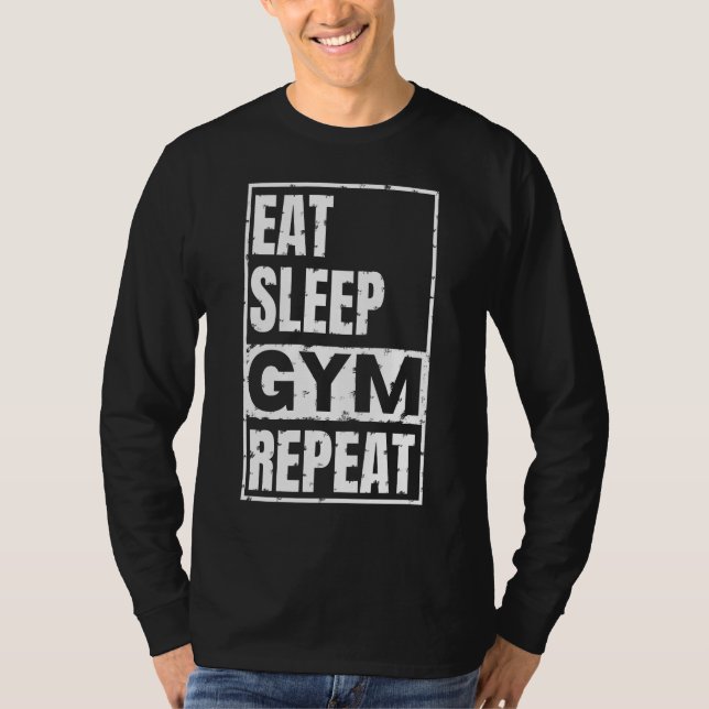 comer dormir academia repetir Camiseta (Frente)