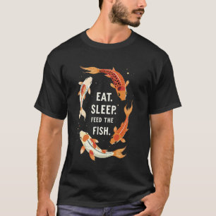 Comer Dormir Alimentar Koi Carpa Peixe Camiseta Pe
