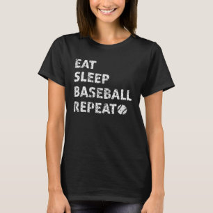 Comer Dormir Beisebol Repetir Camiseta Vintage de 