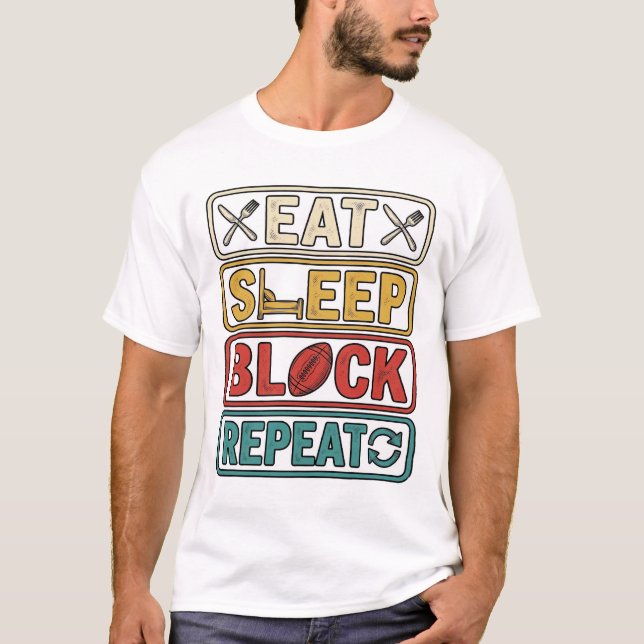 Comer Dormir Bloquear Repetir Camiseta Vintage de  (Frente)