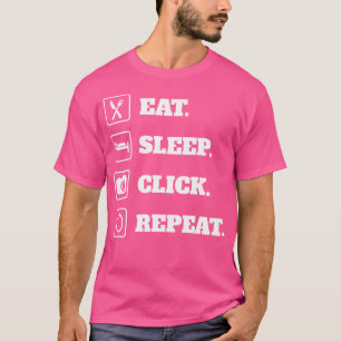 Comer Dormir Clicar Repetir Camisa de Fotografia P