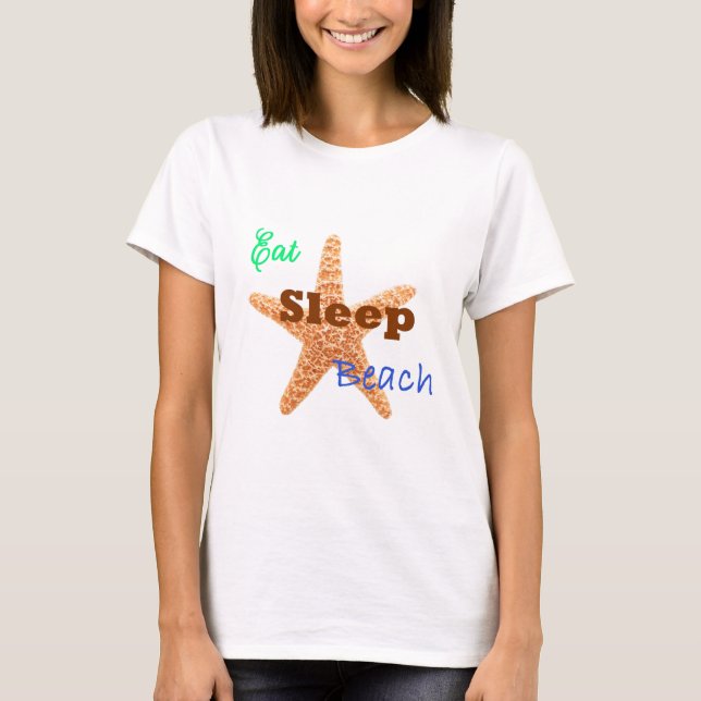 Comer Dormir Praia - Camiseta Feminina (Frente)