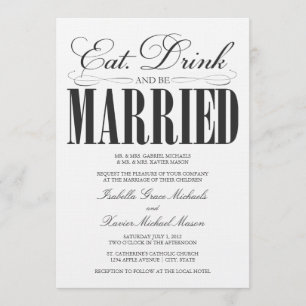 Comer Preto, Beber E Casar Convite Para Casament