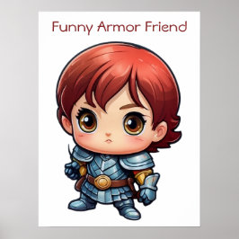 Comic Knight Funny Armor Friend Kids Wall Poster