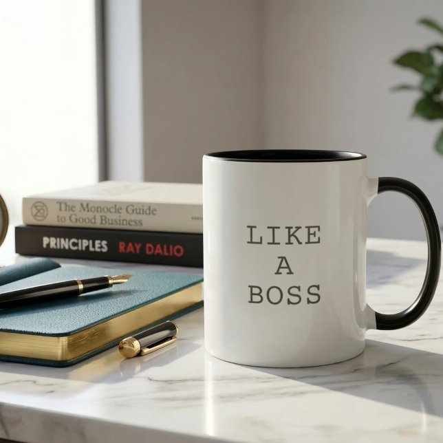 Cômico Como um Chefe Caneca de Café de Duas Cores (Funny Like a Boss Quote Two Tone Coffee Mug with Cute Motivational Saying!)