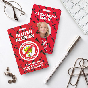 Comida Alerta de Alergia Crachá Vermelho Aviso