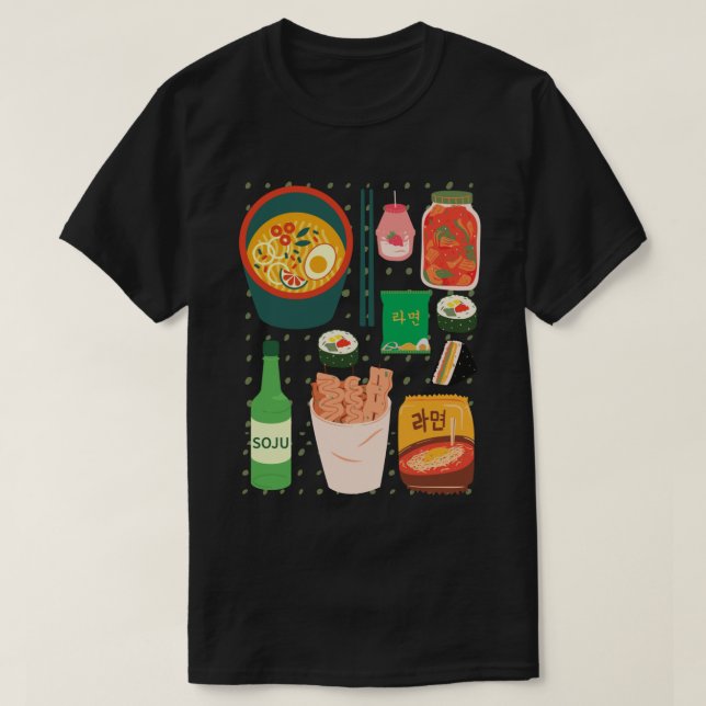 Comida coreana Tsirt Camisetas Goodness Soju Kimch (Frente do Design)