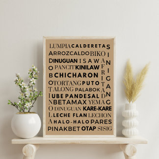 Comida de Tipografia Poster Filipina Preta e Casta