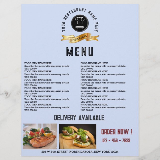 Comida do menu do Creative Restaurant (Frente)