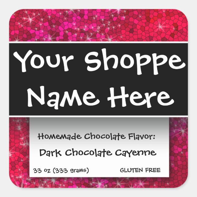 Comida Etiqueta da Vela do Recipiente Ruby Glitter (Frente)