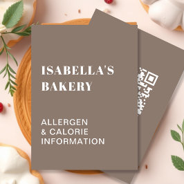 Comida Informações sobre alergia Caloria Cartão de