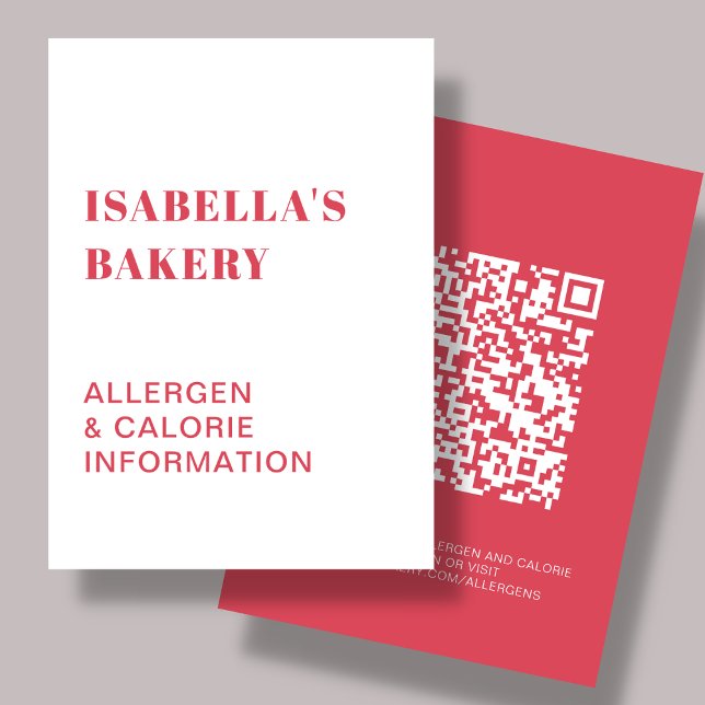 Comida Informações sobre alergia Caloria Cartão de (Criador carregado)