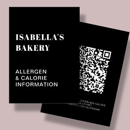 Comida Informações sobre alergia Caloria Cartão de