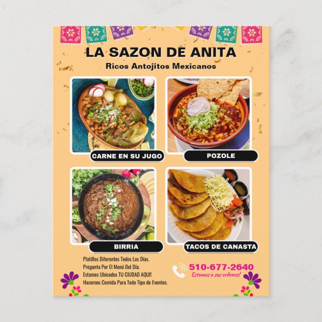 Comida Mexicana Panfleto Comida de Rua (Frente)