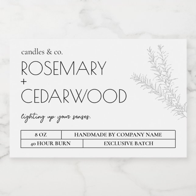 Comida Rótulo De Produto Branco E Preto Para Velas Natura (Rótulo Único)