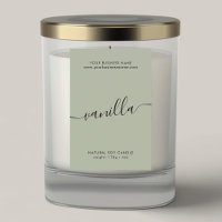 Rótulo de produto de vela verde para script modern