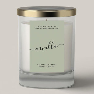 Comida Rótulo de produto de vela verde para script modern
