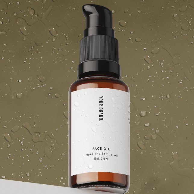 Comida Rótulo impermeável para frasco conta-gotas de 60ml (Modern waterproof product label in black & white  - great for skincare and cosmetics *verify size)