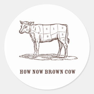 Como agora etiquetas da vaca de Brown