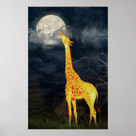 Como é a lua? Girafa e Moon Poster