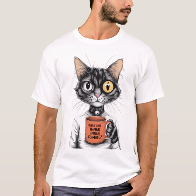Como Está O Seu Clima Interior? T-Shirt do Gato Lo (Frente)