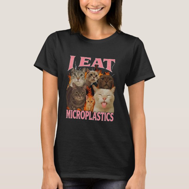 Como Microplásticos Camisa de Meme de Gato Engraça (Frente)